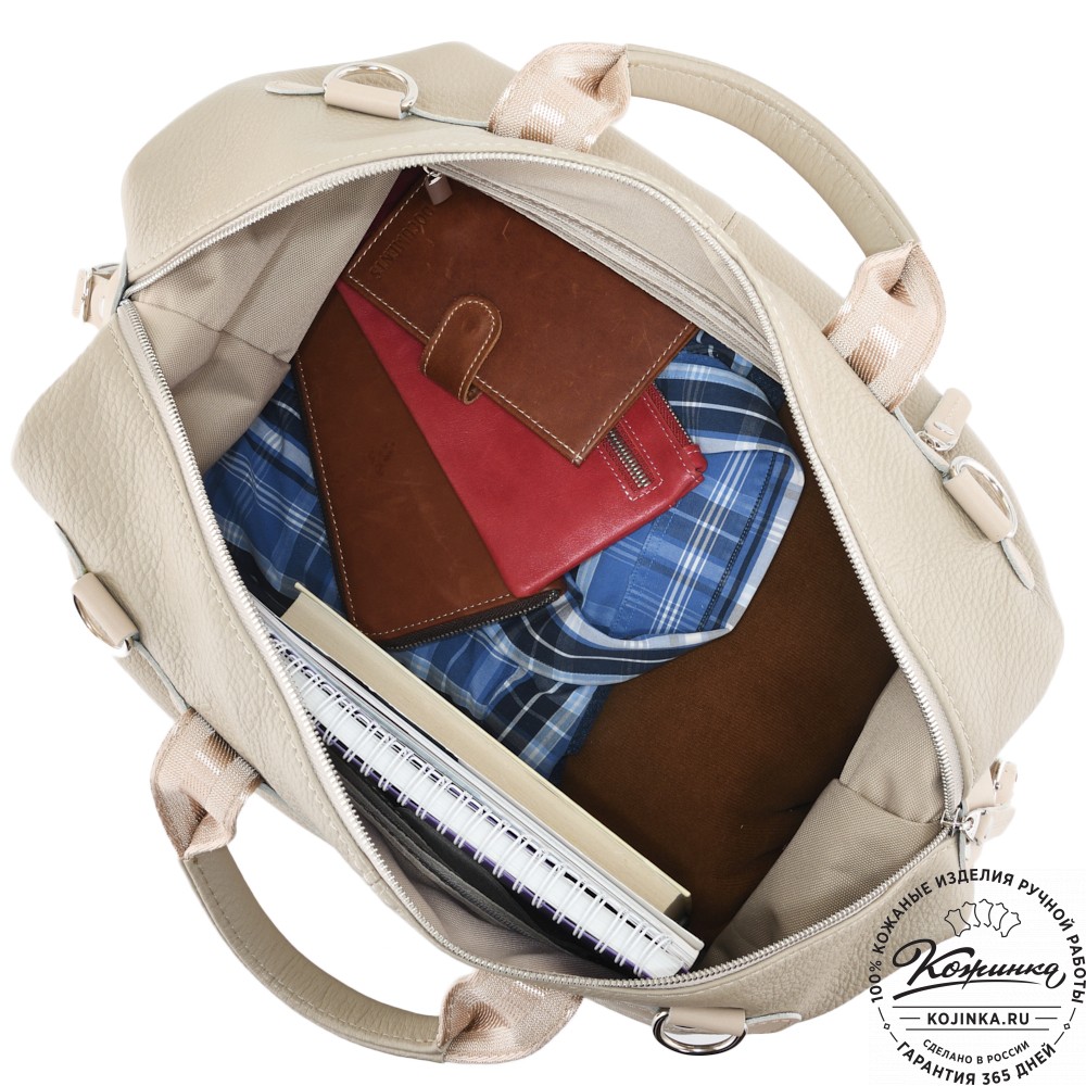  Кожаная дорожная сумка "Сити" (темно-бежевый)